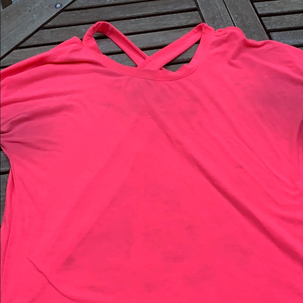 Athleta Girl Cross in the Back Hot Pink Tee.